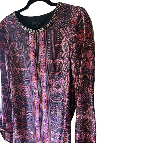 Nanette Lepore 100% Silk Long Sleeve Blouse Top Embellishments | Medium, Size 8 - Picture 6 of 12